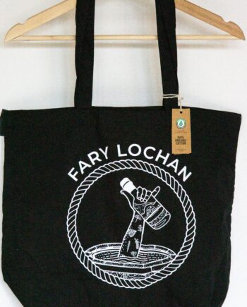Fabric tote bag with Fary Lochan logo