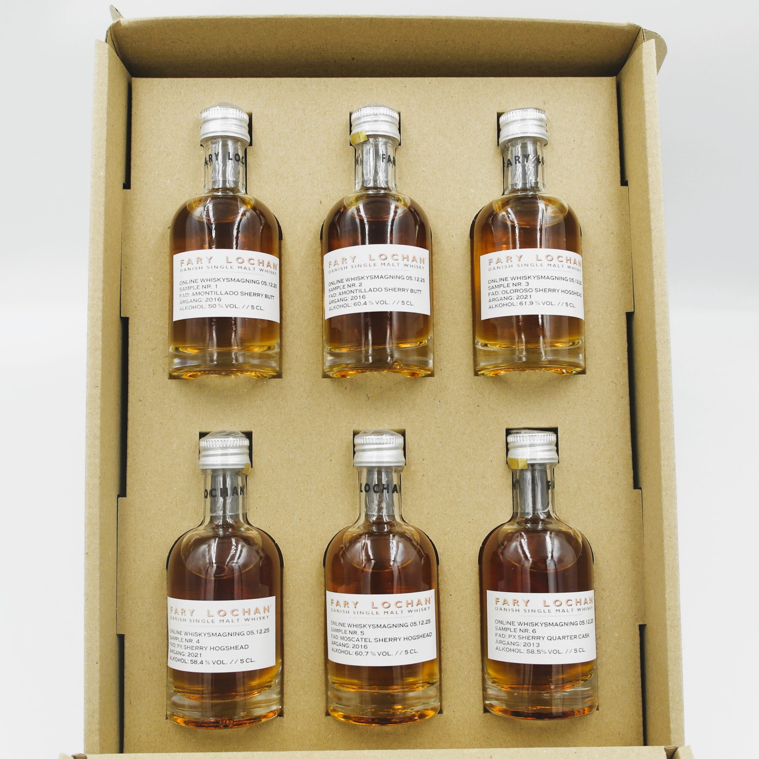 Smagesæt til online whiskysmagning d. 05.12.2025